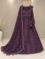Nyraa Wine Purple Embroidered Lehenga Choli Set