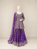 Nyraa Purple Embroidered Sharara Suit
