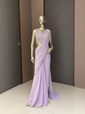INARA Lavender Draped Saree with Embroidered Blouse