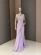 INARA Lavender Draped Saree with Embroidered Blouse