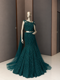 Nyraa Bottle Green Fish Cut Lehenga Choli