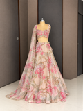Nyraa Peach Floral Printed Lehenga Choli Set