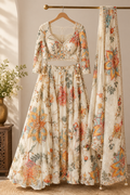 Nyraa Ivory Floral Embroidered Lehenga Choli Set