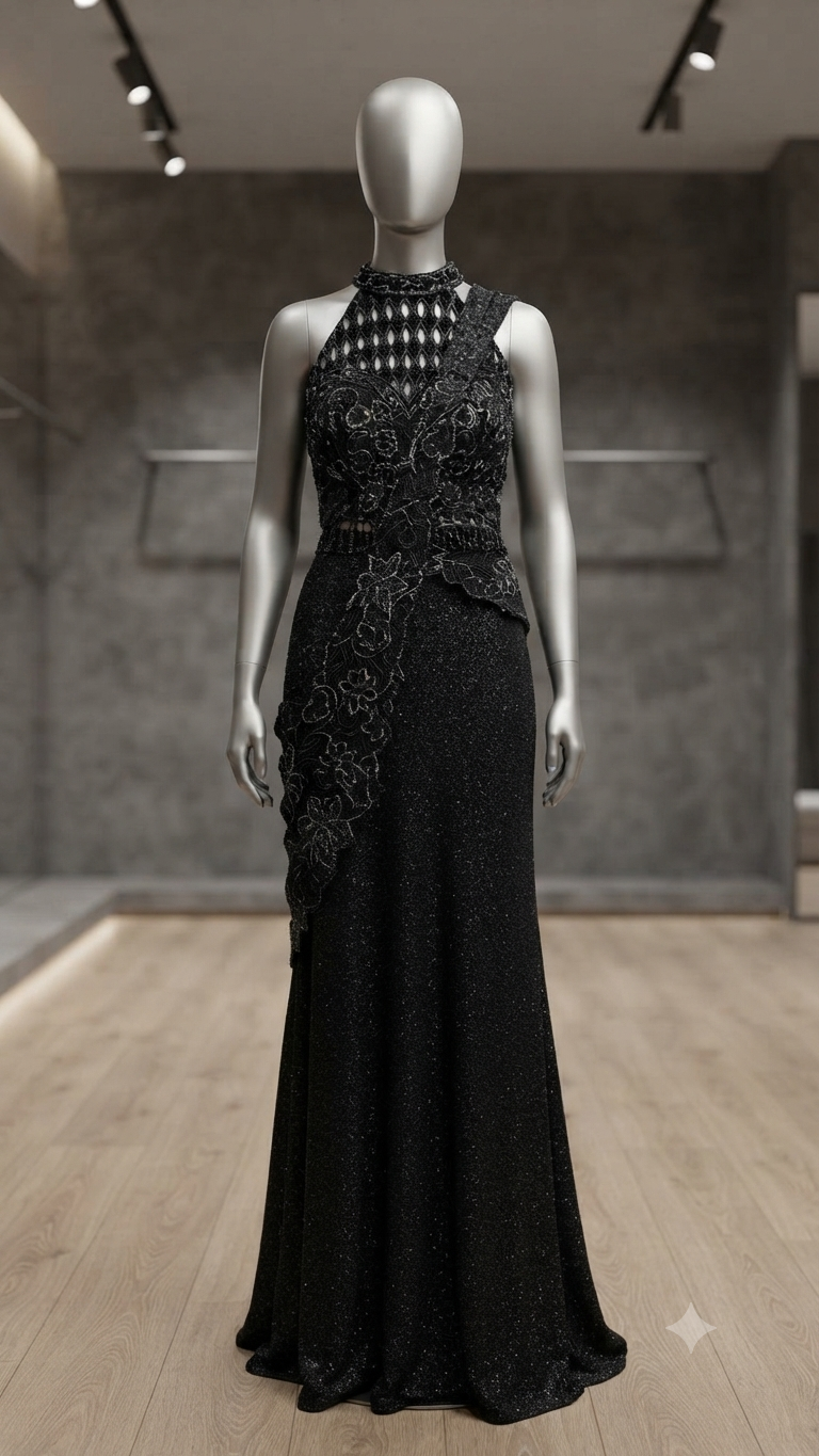 INAYA Black Draped Style Saree