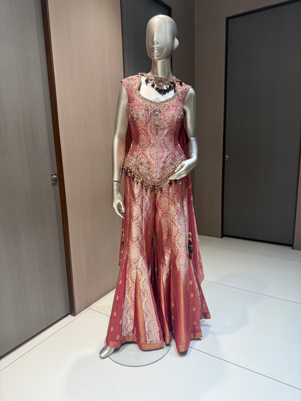 ARYA Gold Embroidered Gharara with Short Shirt