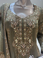 Mira Olive Green Embroidered Anarkali Suit with Dupatta