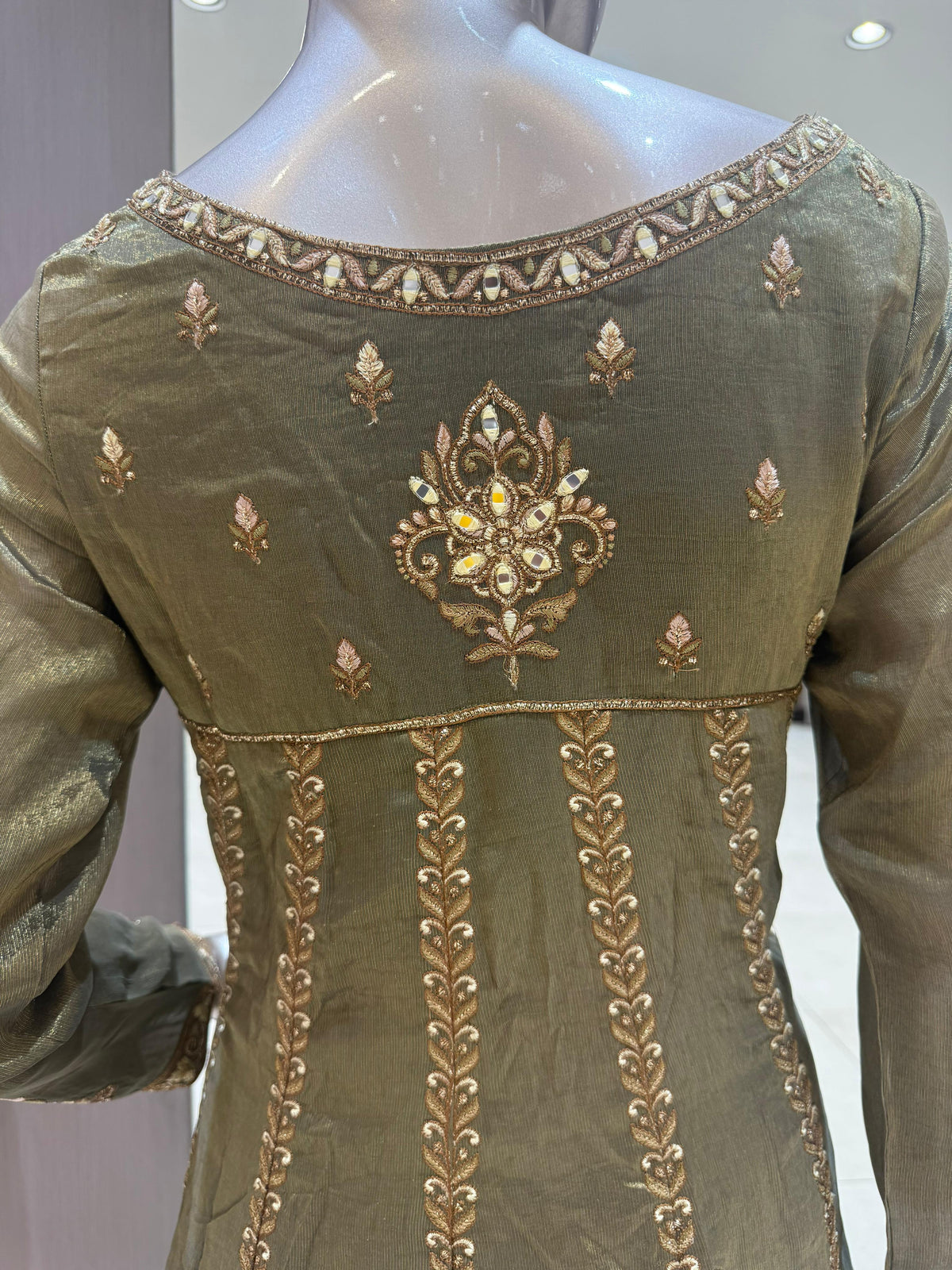 Mira Olive Green Embroidered Anarkali Suit with Dupatta