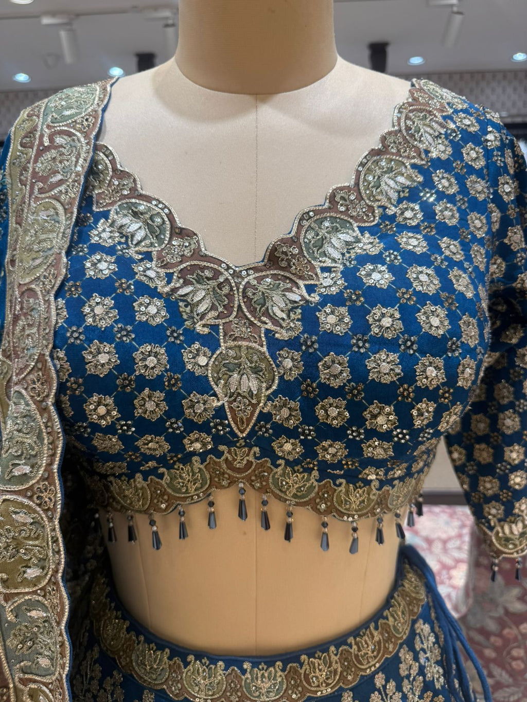 Nyraa Navy Blue & Gold Embroidered Lehenga Choli Set