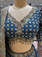 Nyraa Navy Blue & Gold Embroidered Lehenga Choli Set