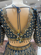 Nyraa Navy Blue & Gold Embroidered Lehenga Choli Set