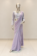 INARA Lavender Purple Saree with Embroidered Blouse
