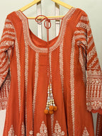 Mira Orange Anarkali Sharara Suit