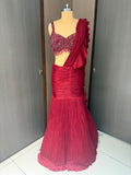 INARA Red Indo-Western Fish-Cut Lehenga Style Saree