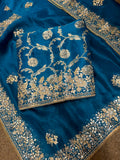 Neer Blue Pure Silk Banarasi Suit Set
