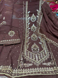 Neer Brown Organza Suit-Dupatta