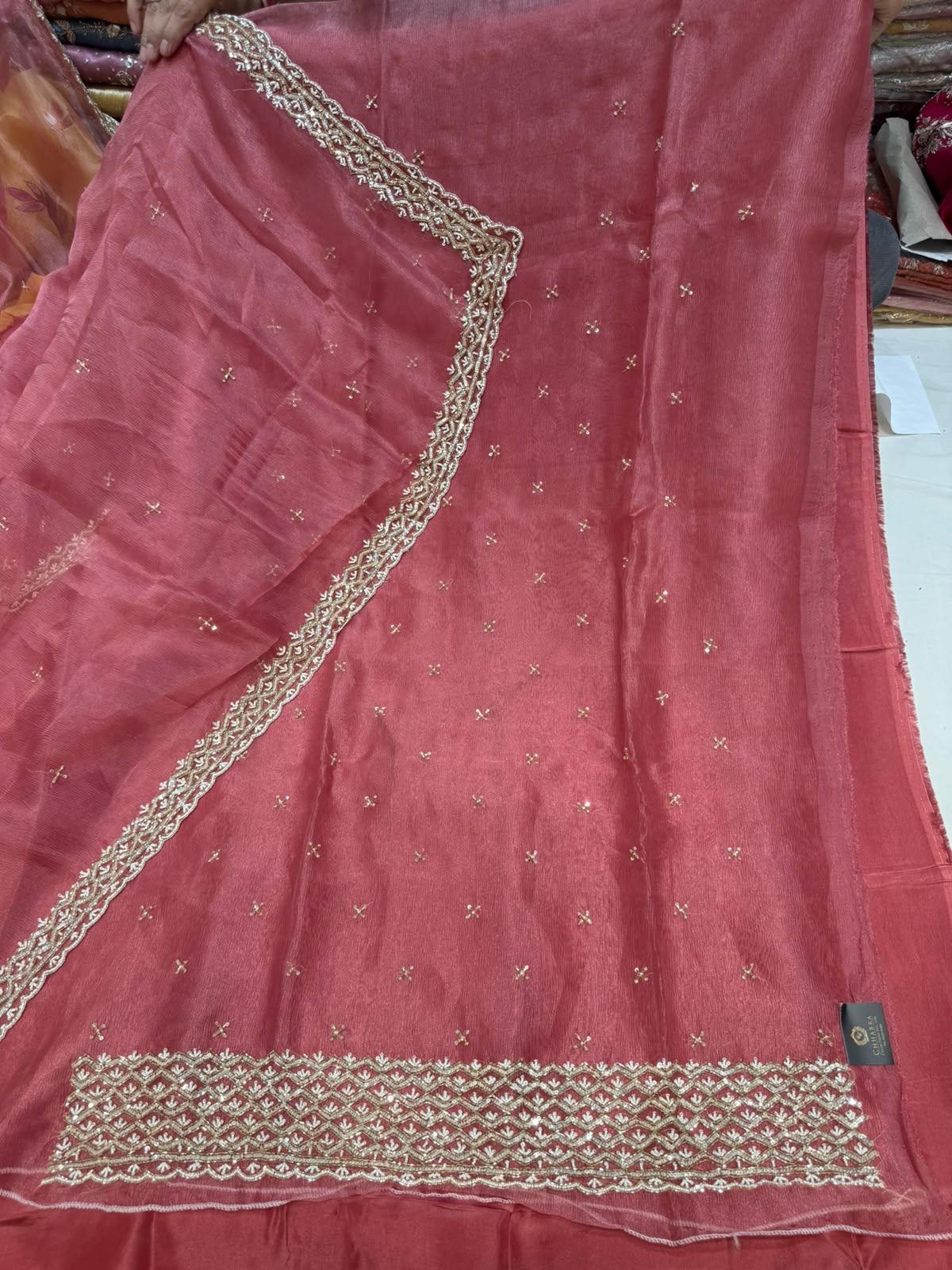 Neer Pink Organza Suit-Dupatta
