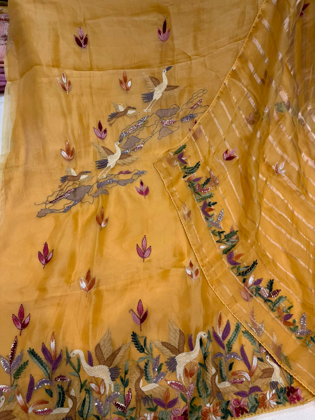 Neer Mustard Yellow Organza Suit- Dupatta