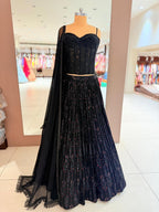 Nyraa Sequined Black Corset with Lehenga