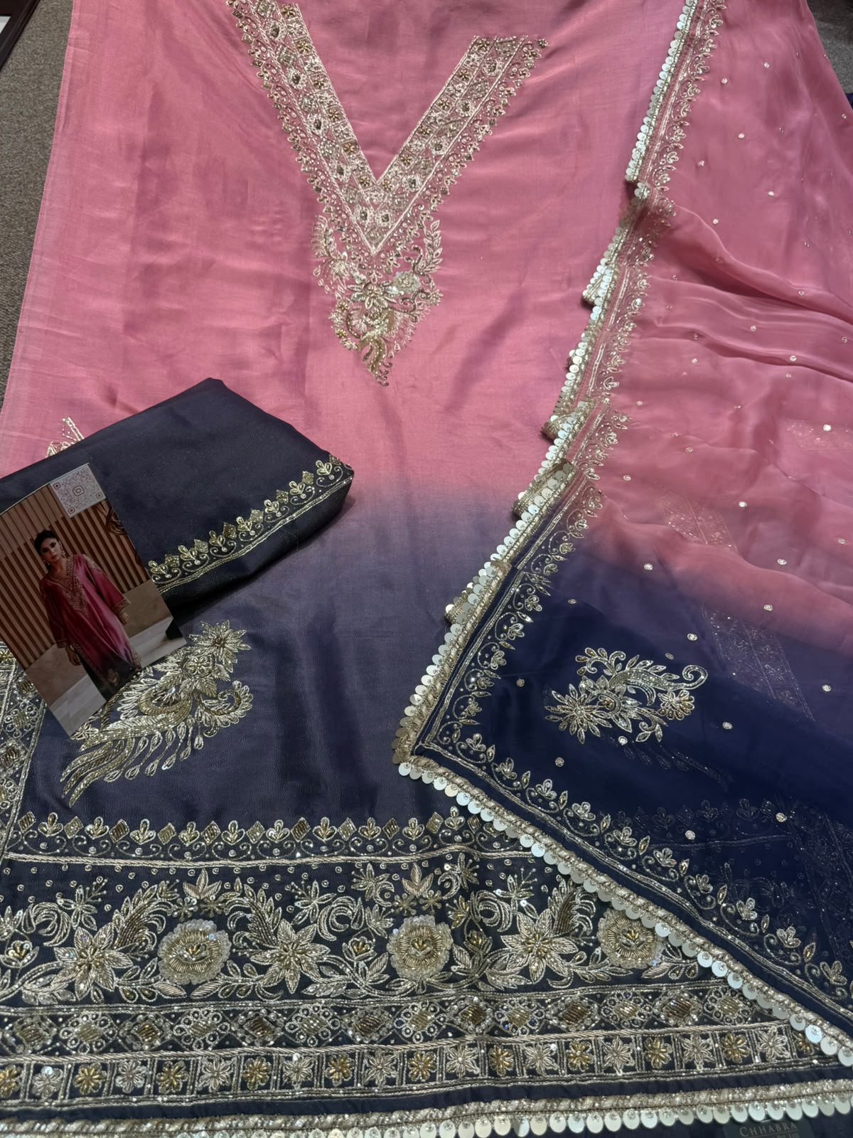 Neer Pink Crepe Suit-Dupatta