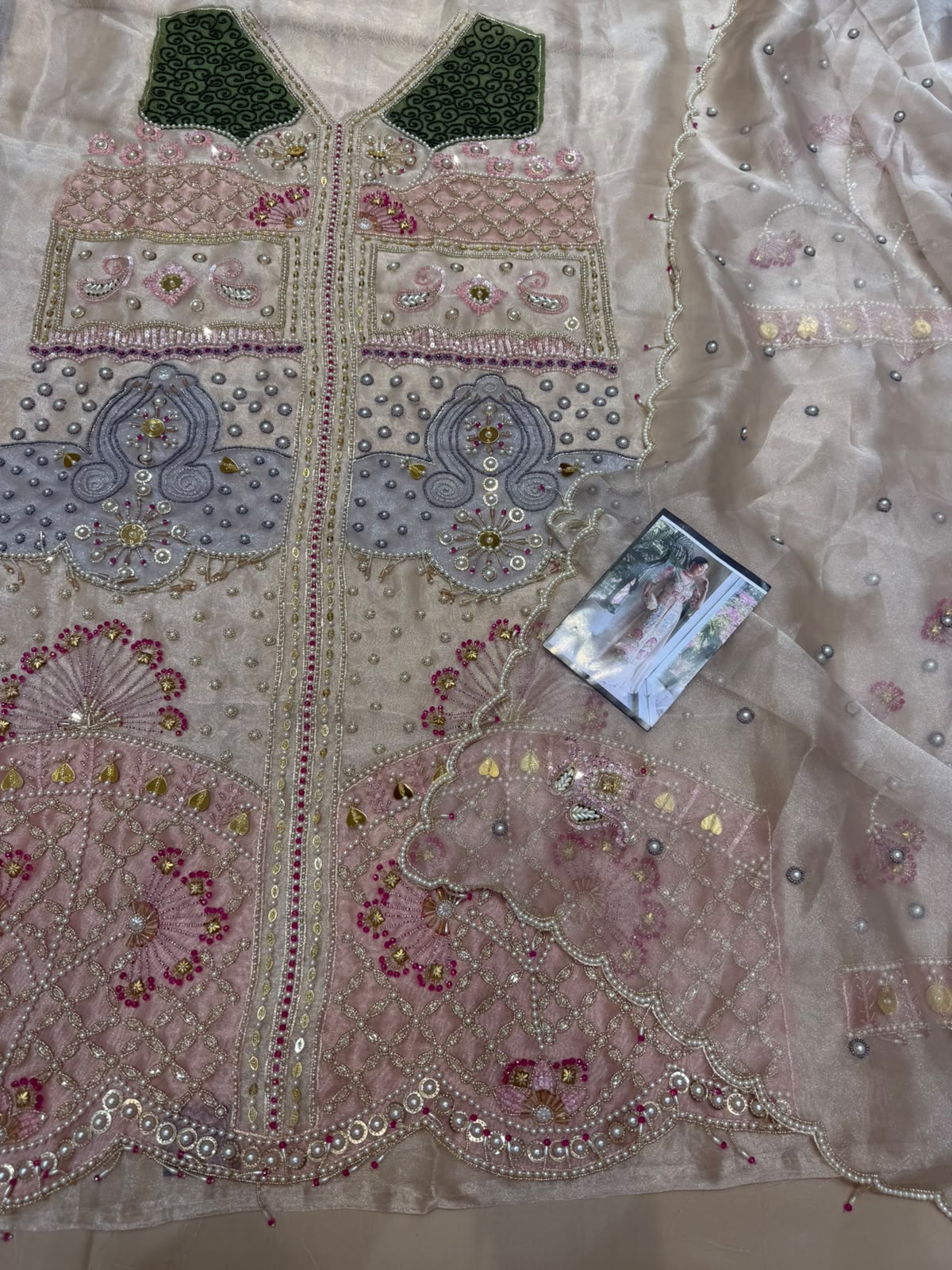 Neer Ornate Beige Tissue Silk Suit with Dupatta
