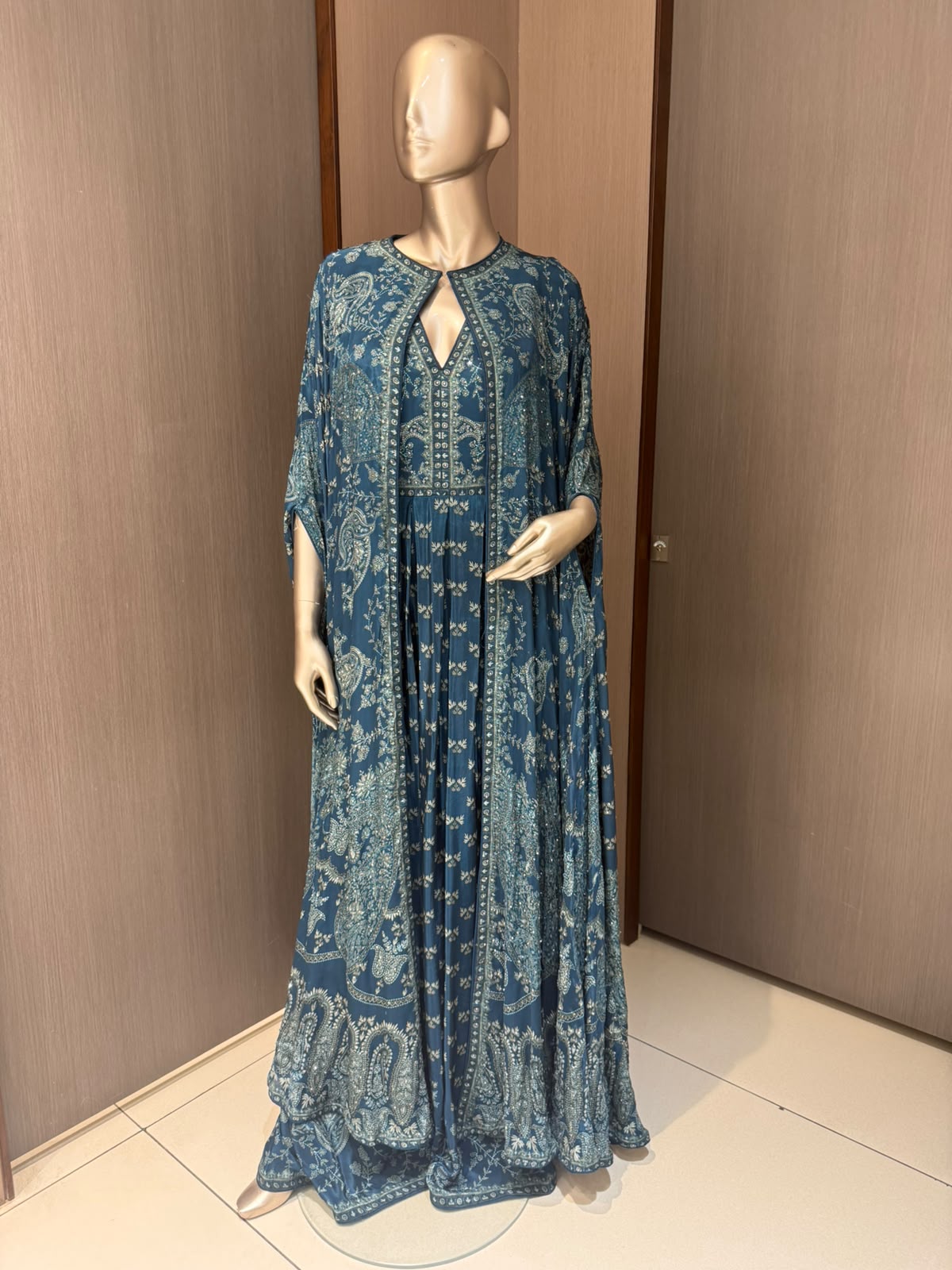 AKRITI Crepe Cape-Style Dress
