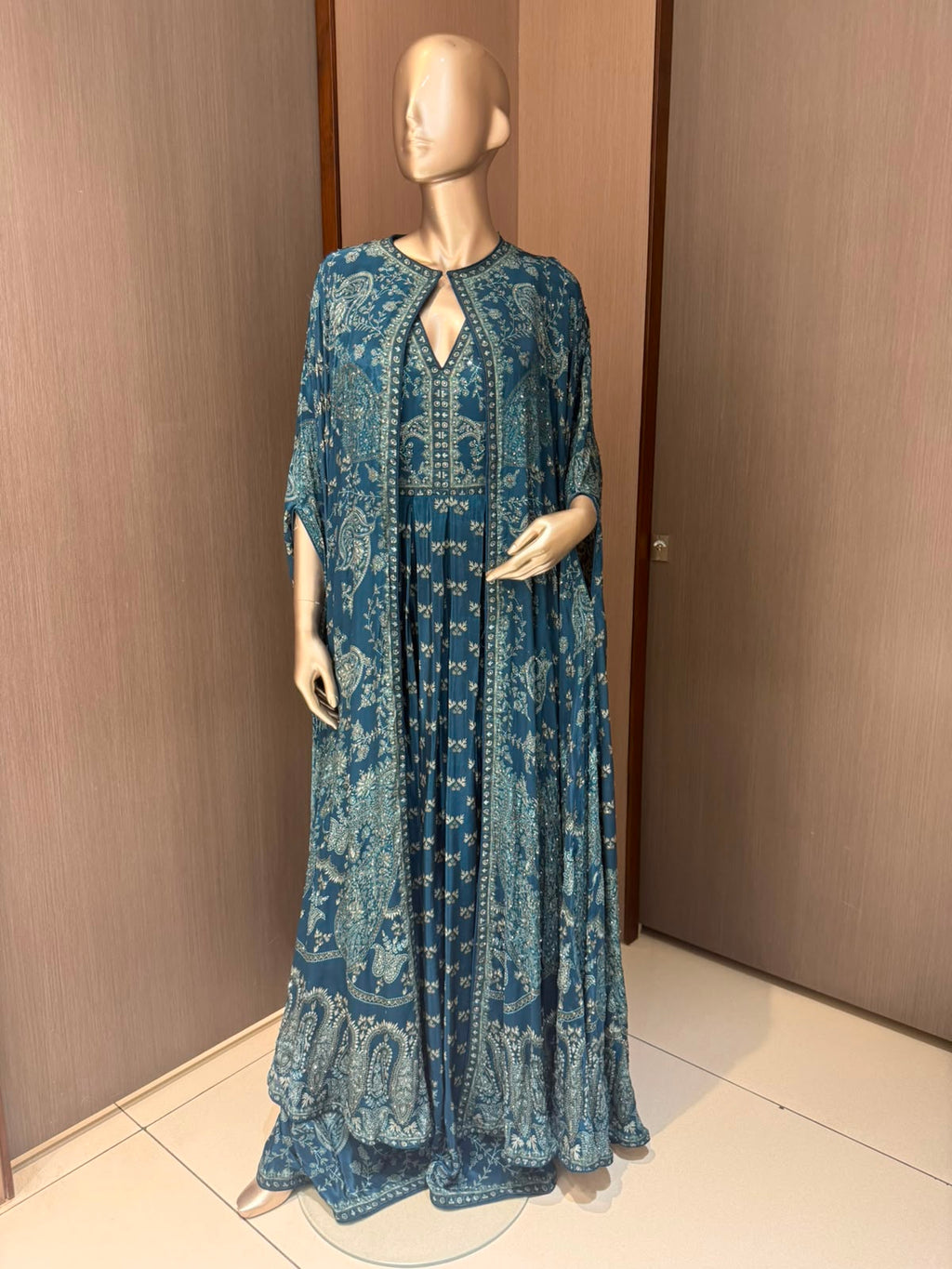 AKRITI Crepe Cape-Style Dress
