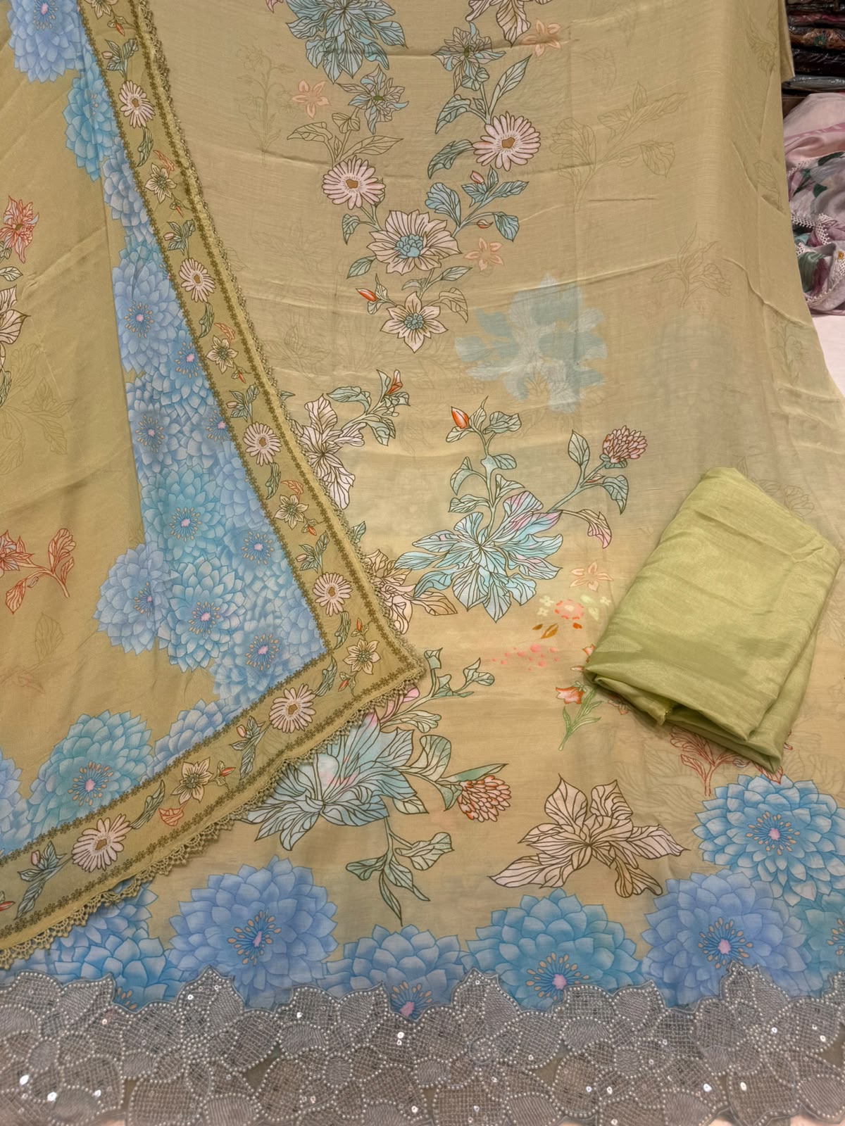 Neer Printed chiffon Suit Set with Dupatta