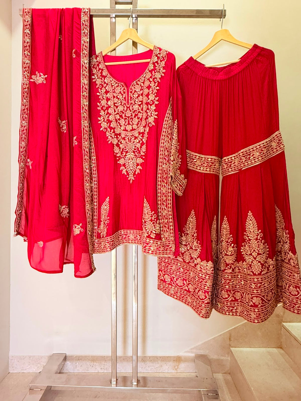 Arya Sharara Suit with Gold Embroidery