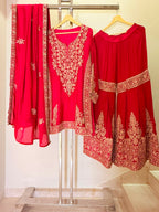 Arya Sharara Suit with Gold Embroidery
