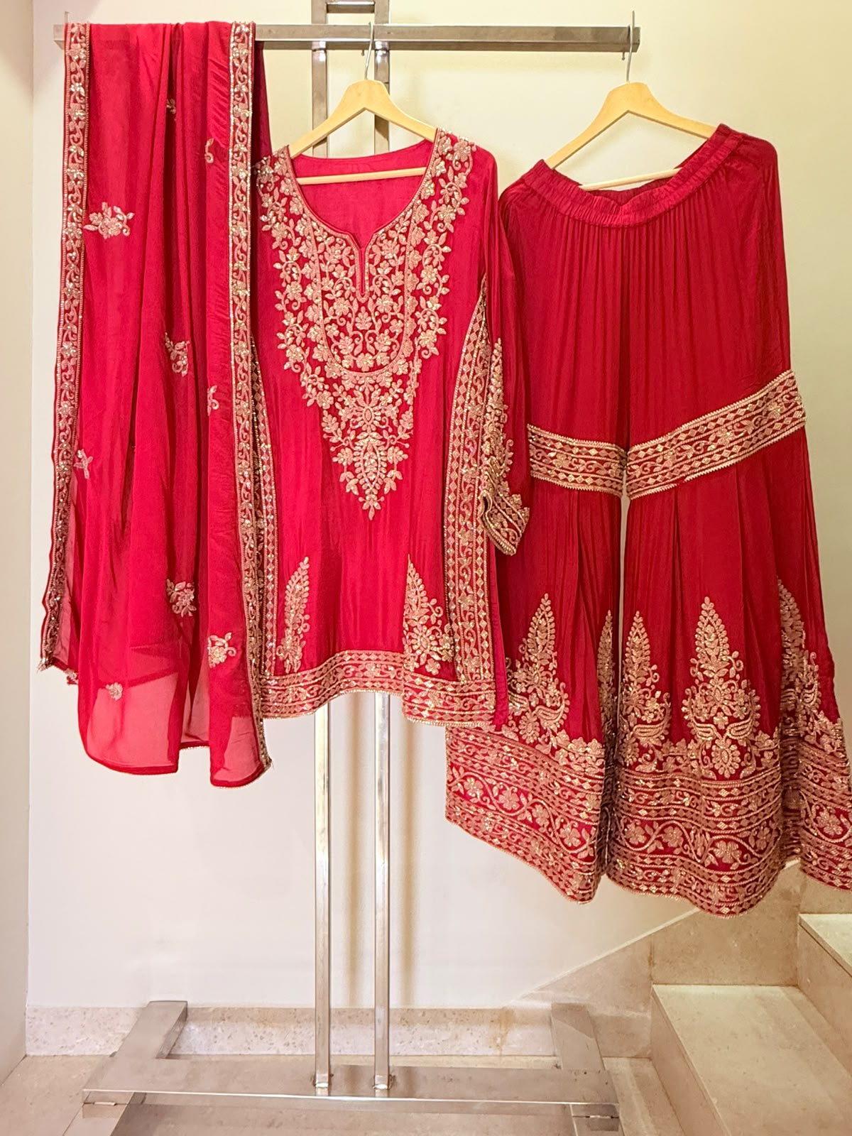 Arya Sharara Suit with Gold Embroidery