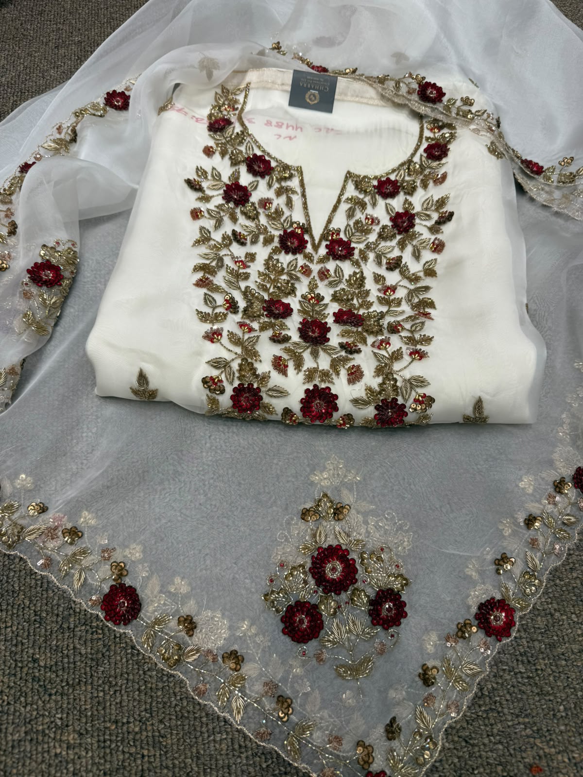 Neer Organza Silk Suit with Dupatta