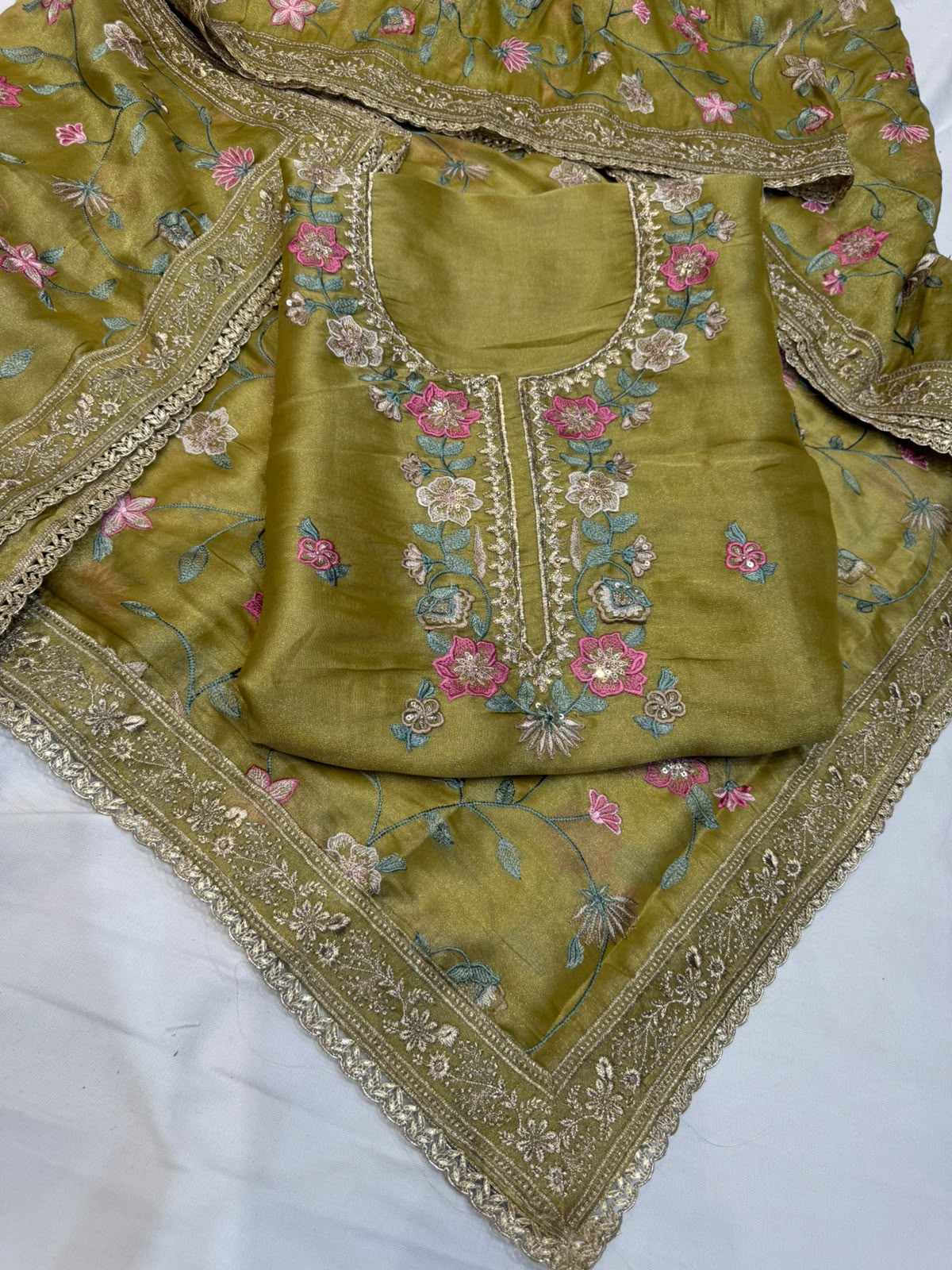 Neer Silk Organza with Hand Embroidery