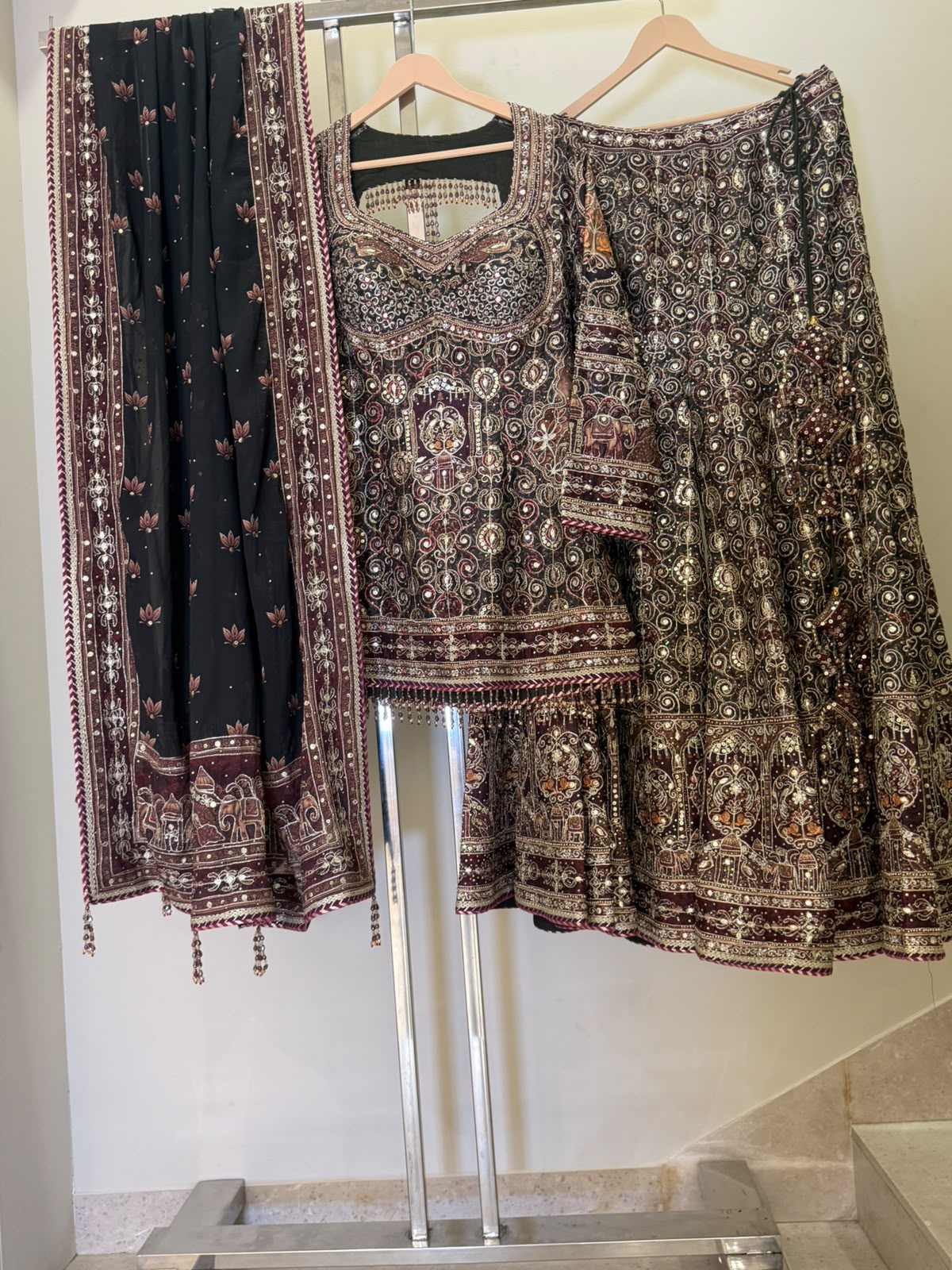 ARYA Black & Gold Embroidered Sharara Suit with Dupatta