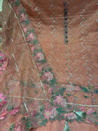 Neer Organza Sheer Floral Embroidered Suit Dupatta and Tassel Trim.