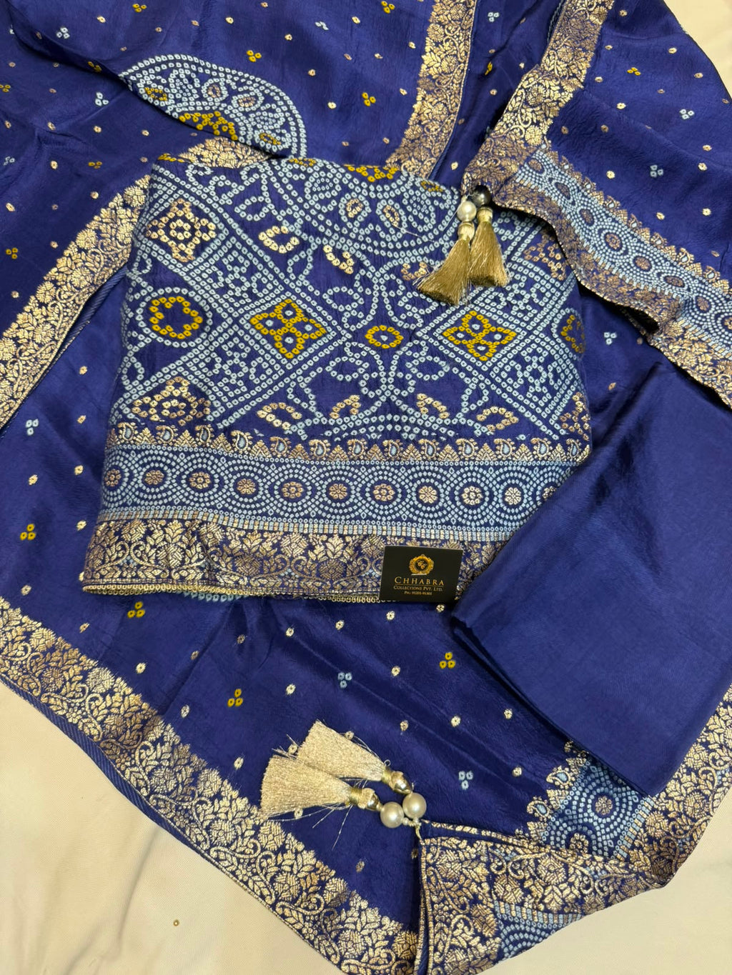 Neer Bandhani Silk Suit with Banarsi Border