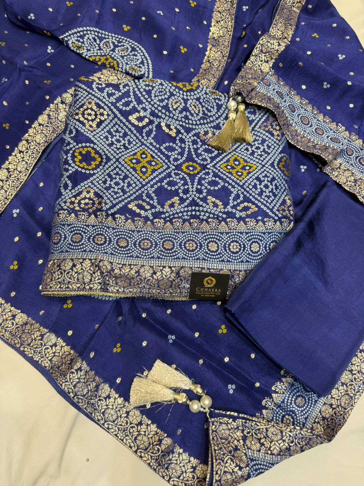 Neer Bandhani Silk Suit with Banarsi Border