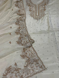 Neer Cream Suit with Chinon Dupatta
