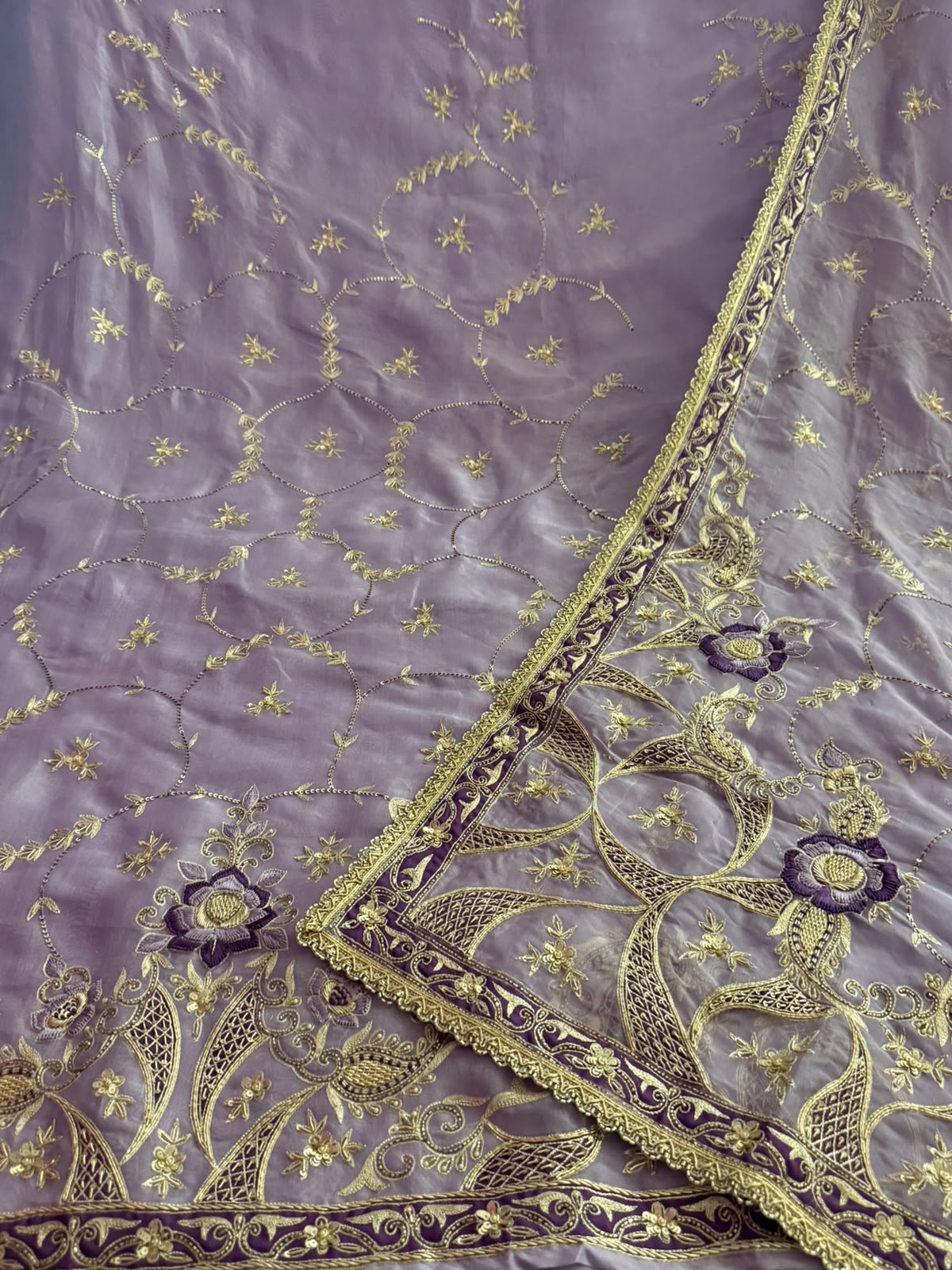 Neer Organza Silk with Golden Embroidery