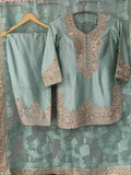 Taara Sage Green Embroidered Farshi Salwar Suit