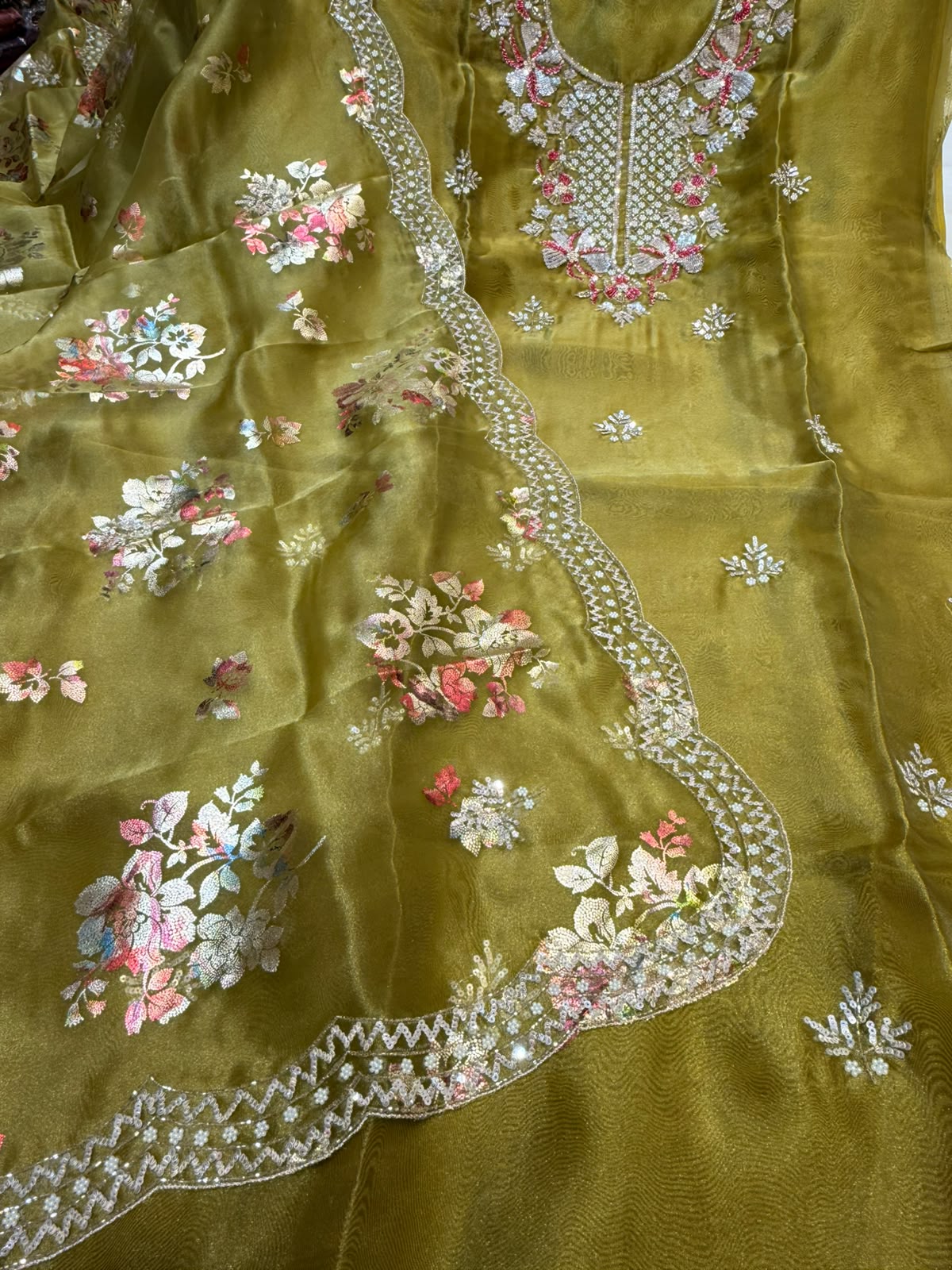 Neer Pure Organza Suit Set with Dupatta