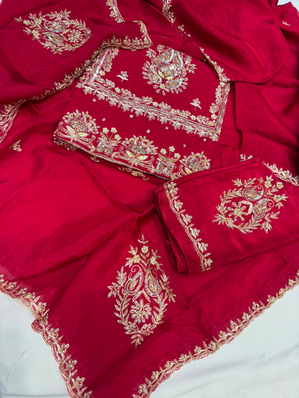 Neer Maroon Crepe Suit with Dupatta