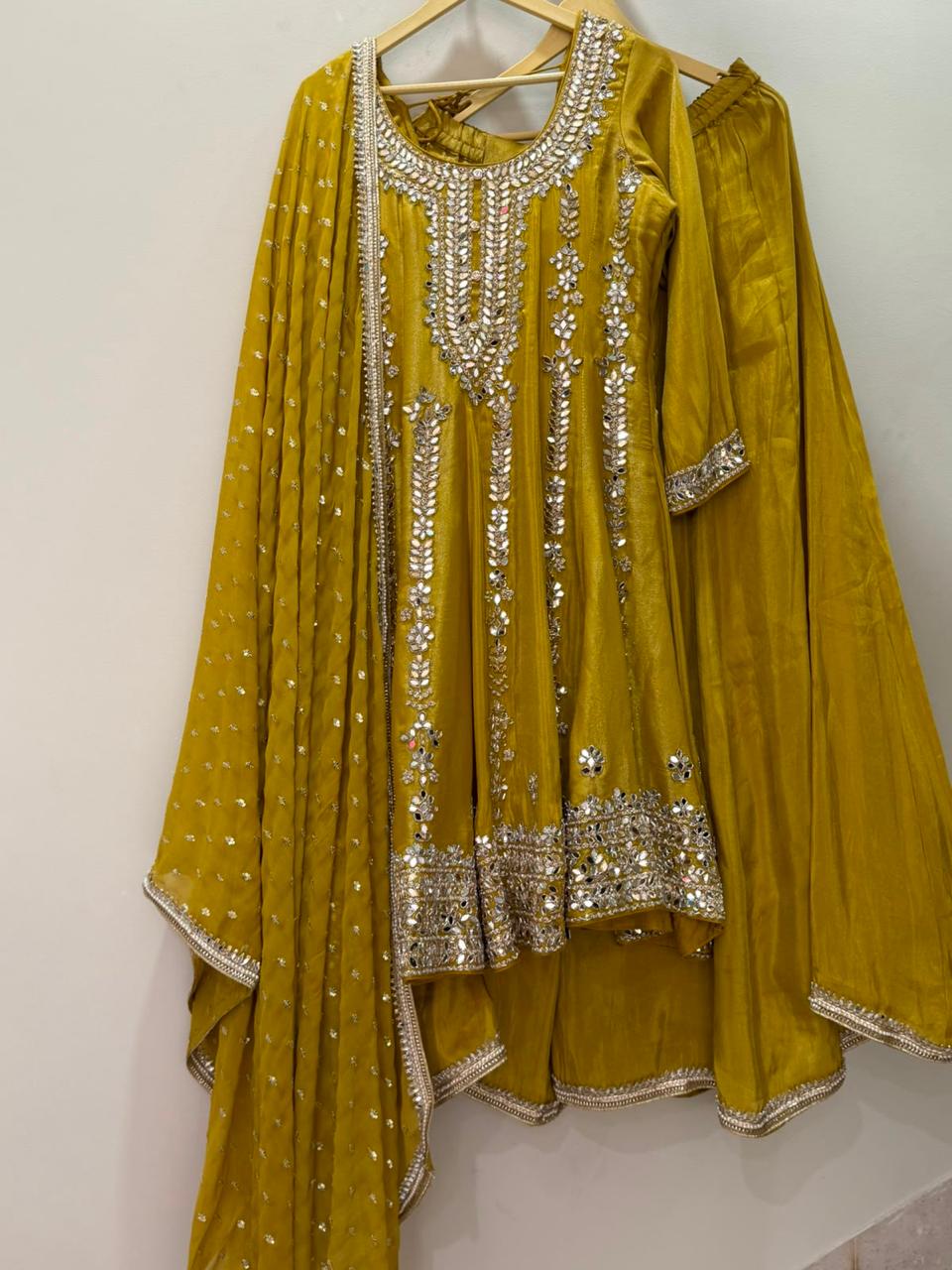 ARYA Yellow Sharara Suit with Golden Embroidery