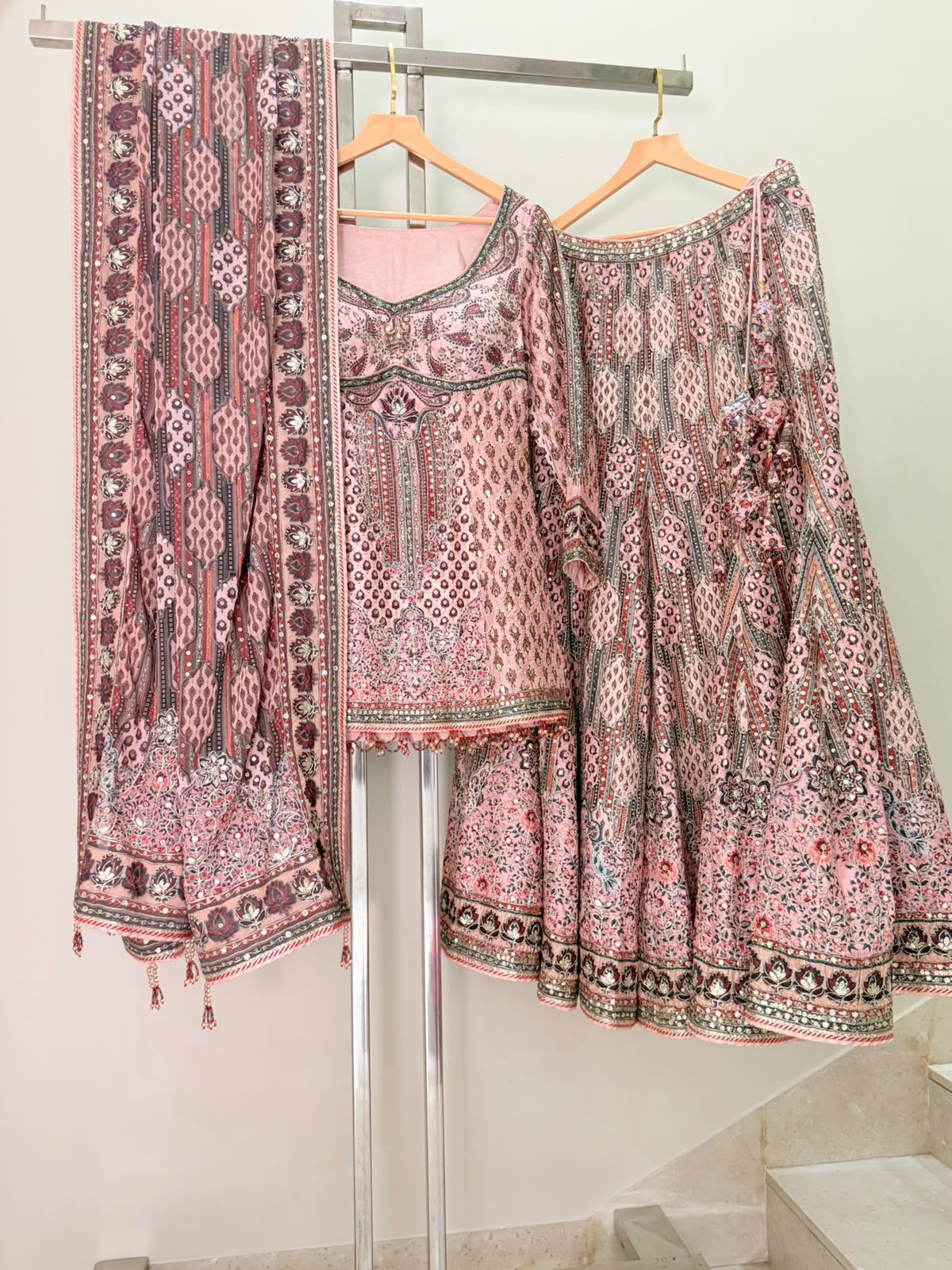 ARYA Maroon and Pink Sharara Suit Set