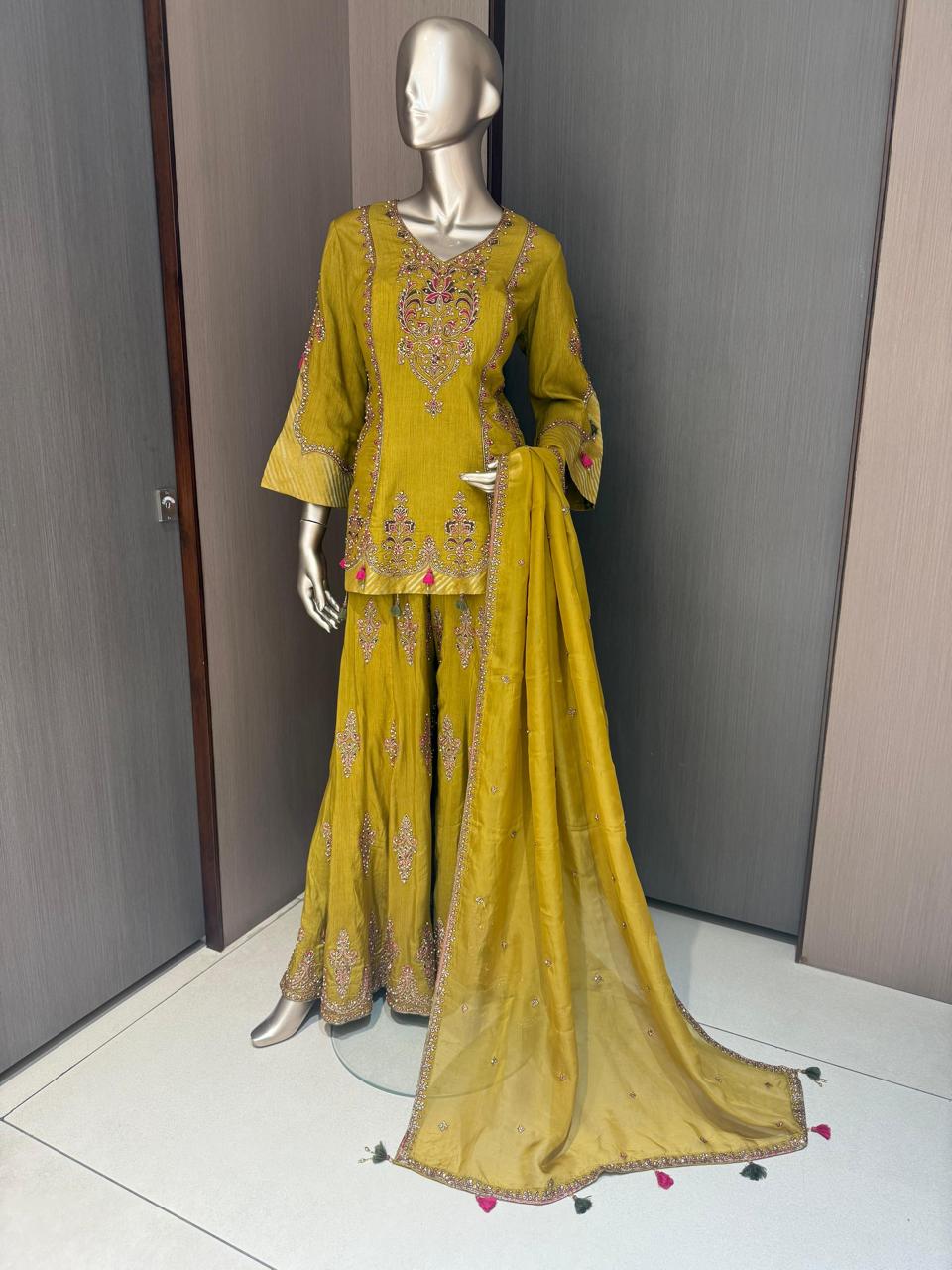 ARYA Mustard Yellow Sharara Set