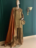 ARYA Metallic Golden Sharara Suit