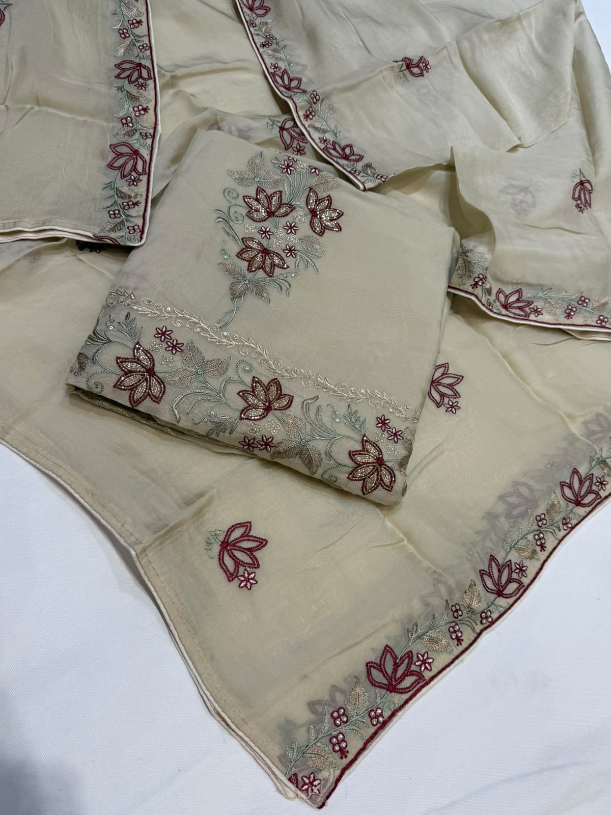 Neer Organza Cotton Suit Set- Dupatta