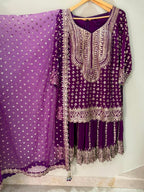 ARYA Purple Embroidered Sharara Suit