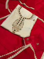 Neer Cream Shimmer Suit Dupatta