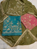 Neer Mehendi Green Suit-Dupatta