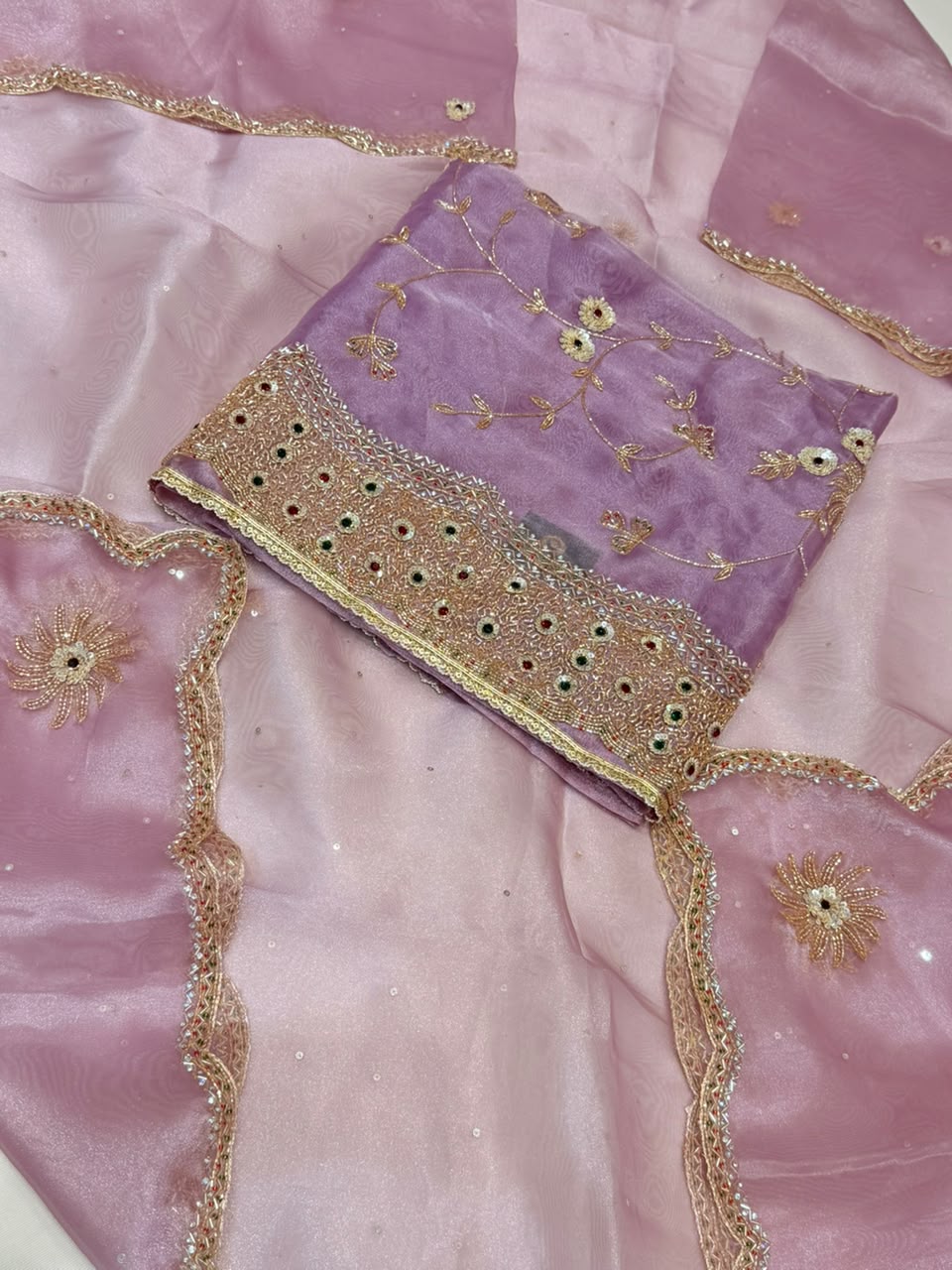 Neer Lavender Purple Organza Tissue Suit Dupatta